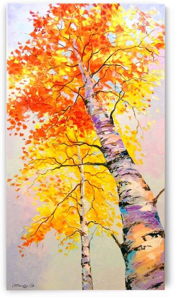Осеннее дерево цветными карандашами