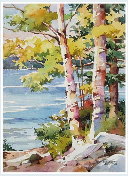 Этюд осеннего пейзажа акварель