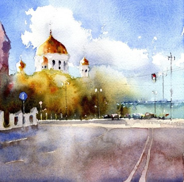 Владимир Тупоршин акварель городской пейзаж