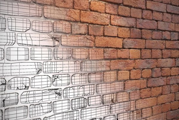 Рисование кирпичиков на стене