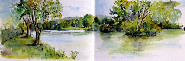 Этюд пейзажа с водой