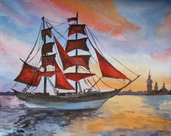 Корабль гуашью