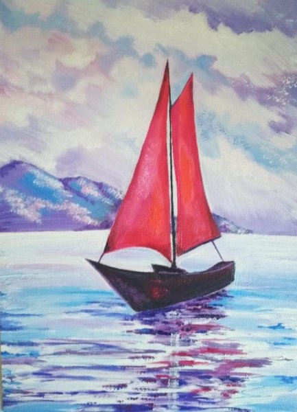 Алые паруса акварель