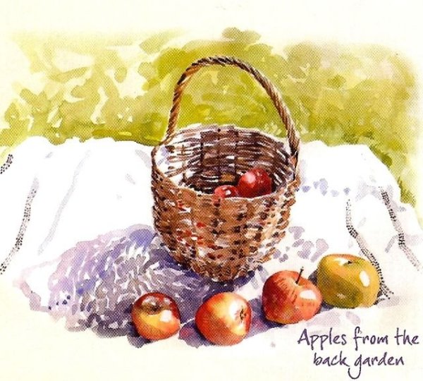 Плетеная корзинка акварелью