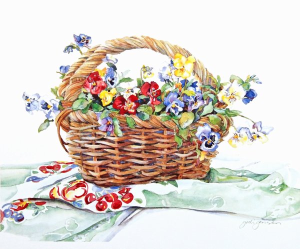 Корзина акварелью
