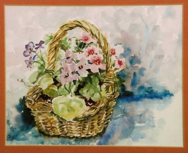 Корзинка акварелью