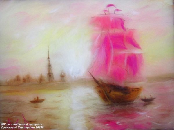 Ассоль Алые паруса акварель