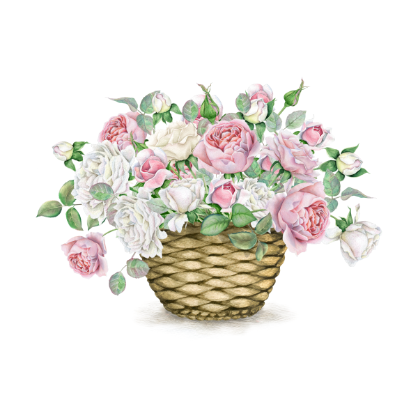 Корзинки с цветами Акварельные