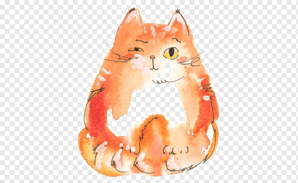 Мультяшный кот акварелью