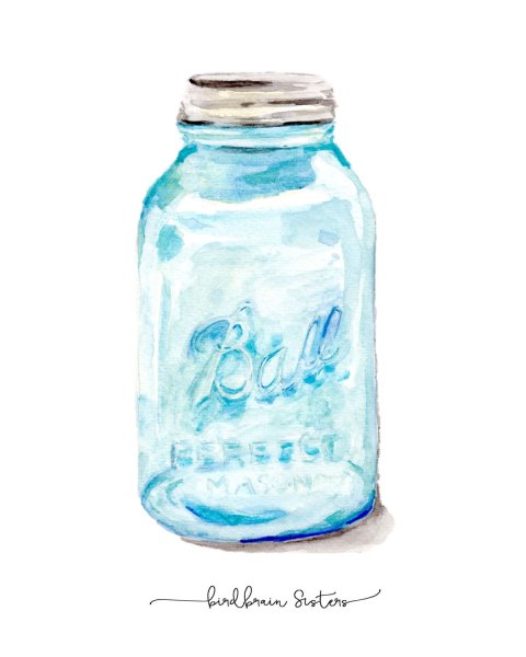 Стеклянная банка акварелью