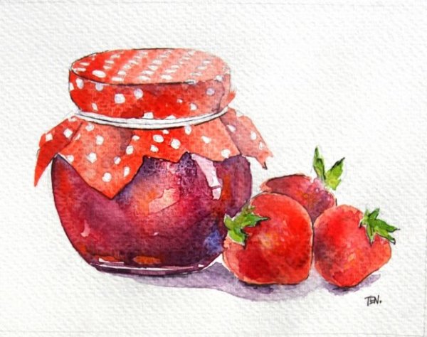 Банка варенья акварель