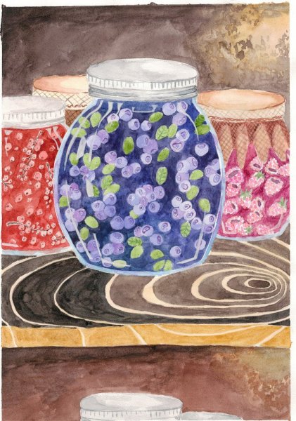 Рисунки на банке гуашью