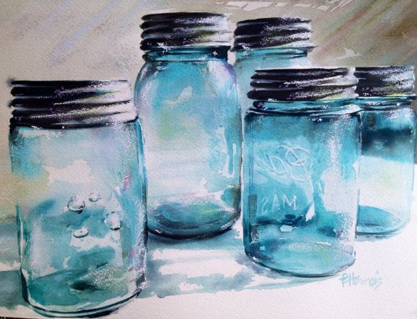 Банка акварелью