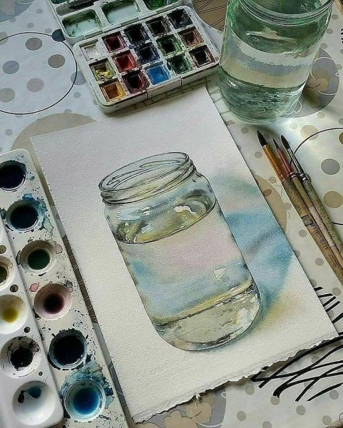 Стеклянные банки акварелью
