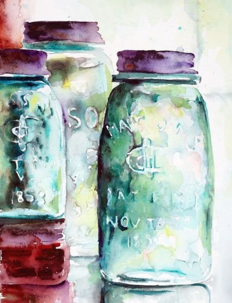 Акварель в баночках