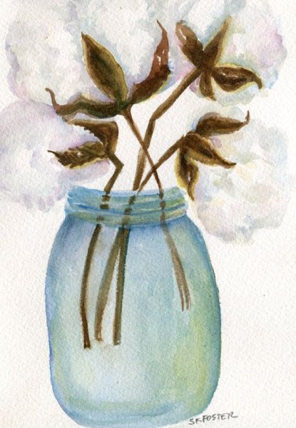 Стеклянная банка нарисованная акварелью