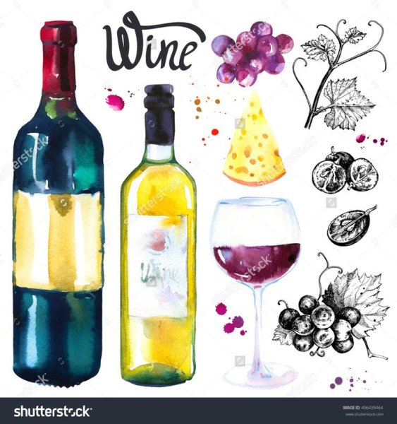 Винная пробка акварелью