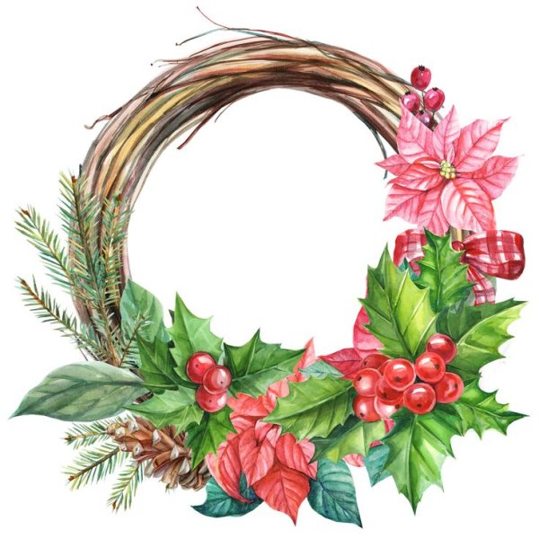 Рождественский акварельный венок
