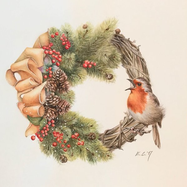Акварельные новогодние венки