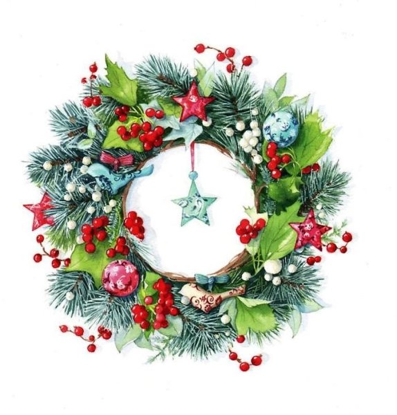Акварельные новогодние венки
