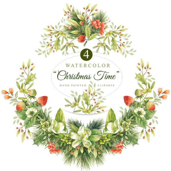 Рождественский венок акварель