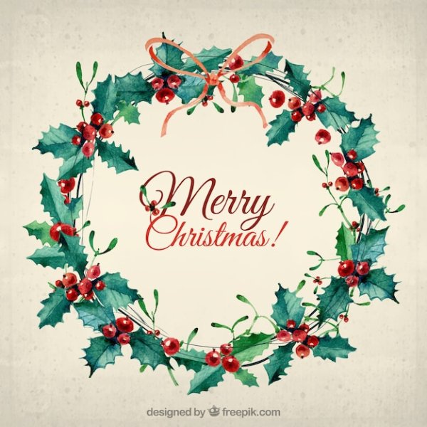 Рождественский акварельный венок