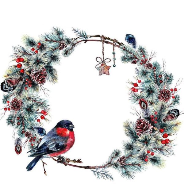 Рождественский венок акварель