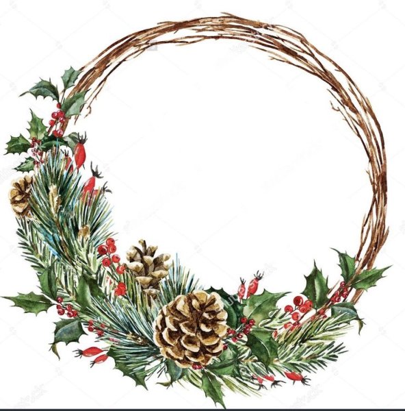 Рождественский акварельный венок