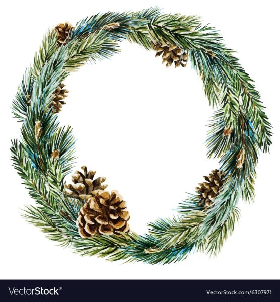 Еловый новогодний акварельный венок
