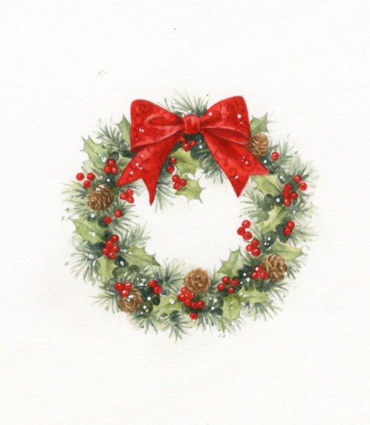 Акварельные новогодние венки