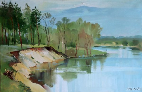 Этюд озеро акварелью