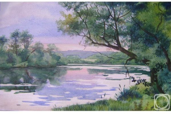 Человек в пейзаже акварелью