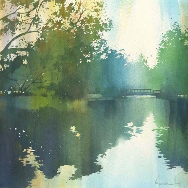 Пейзаж акварелью