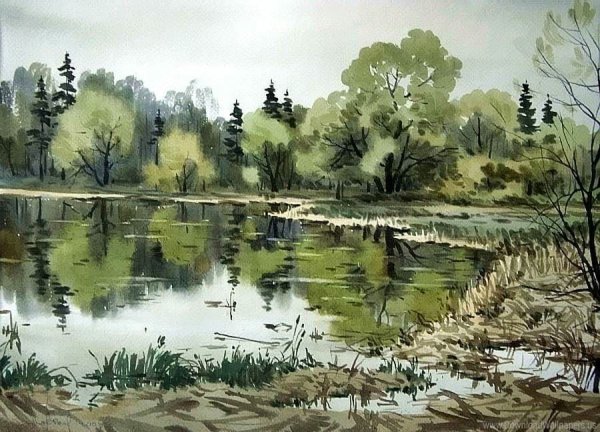 Пейзаж акварелью