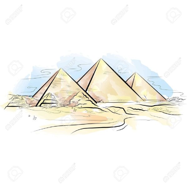 Египет пирамиды акварель