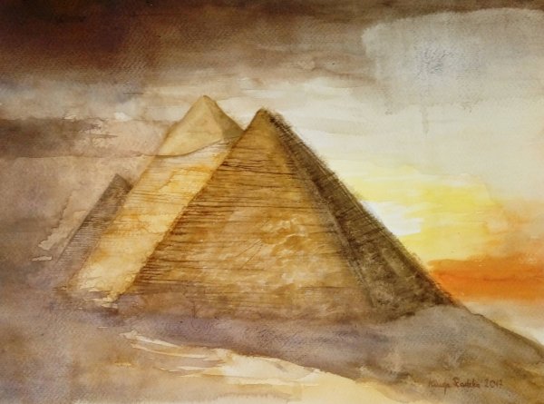 Египет пирамида Хеопса акварель