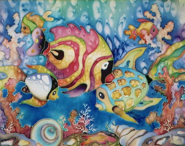 Морское дно акварелью