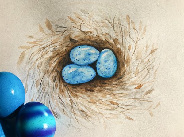 Акварельные пасхальные яйца