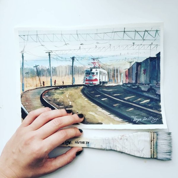 Акварельный поезд