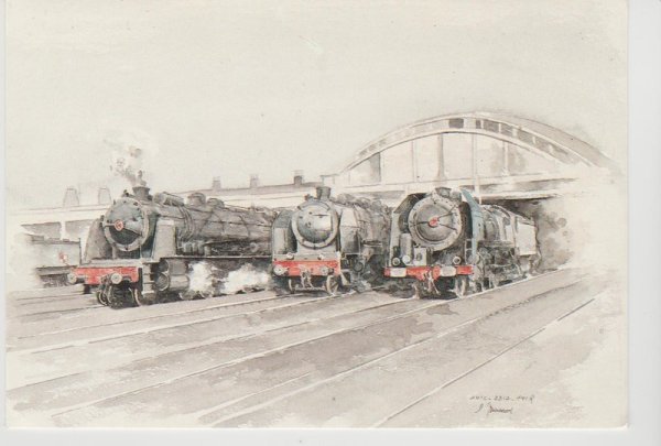 Железная дорога акварель