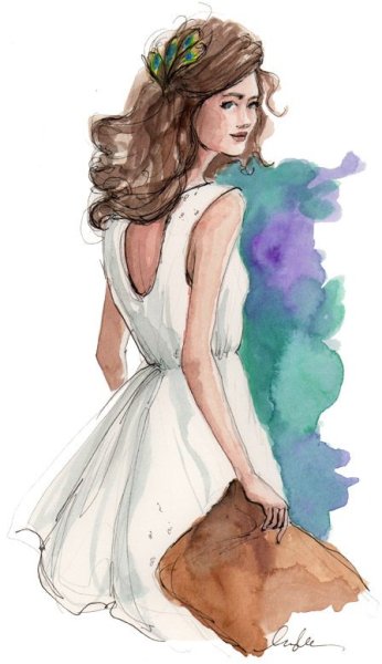 Девушка в платье рисунок