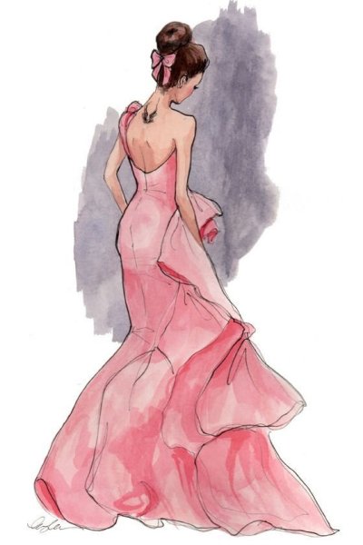 Фэшн иллюстрации в лиловом