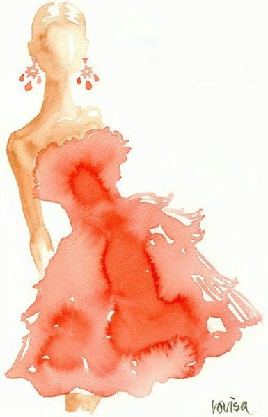 Силуэт платья акварель