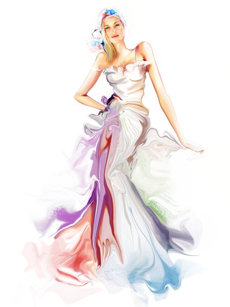 Девушка в платье акварель