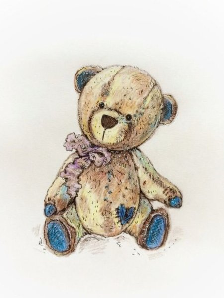 Медвежонок акварель