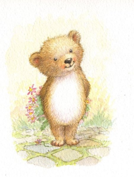 Медвежонок акварель