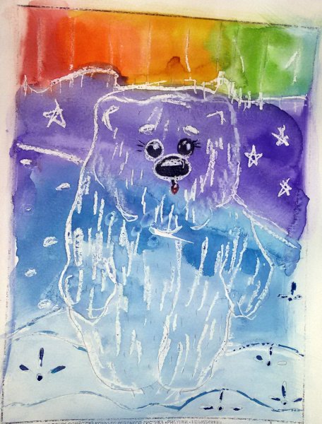 Рисование свечой и акварелью