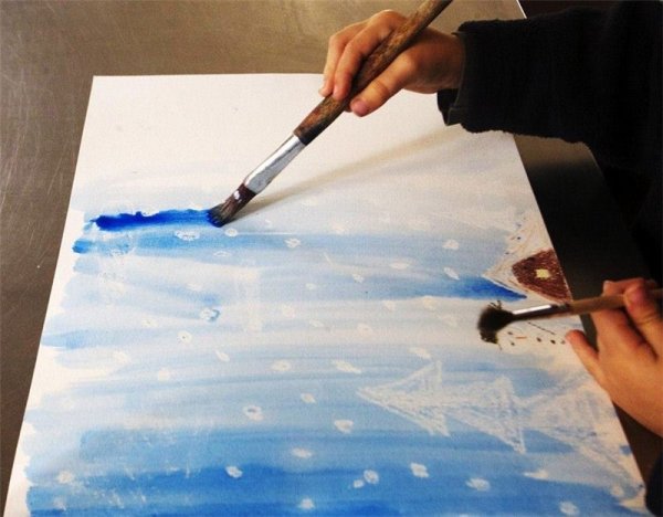 Рисование воском зима