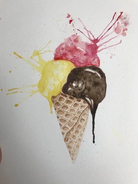 Мороженое рисунок акварелью