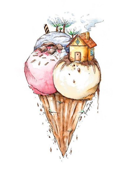 Мороженое акварелью
